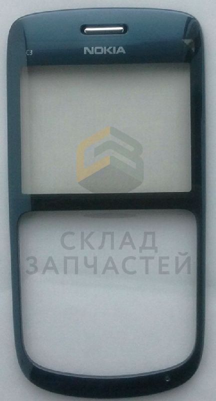 Передняя панель корпуса с защ. стеклом дисплея (Slate) для Nokia C3-00
