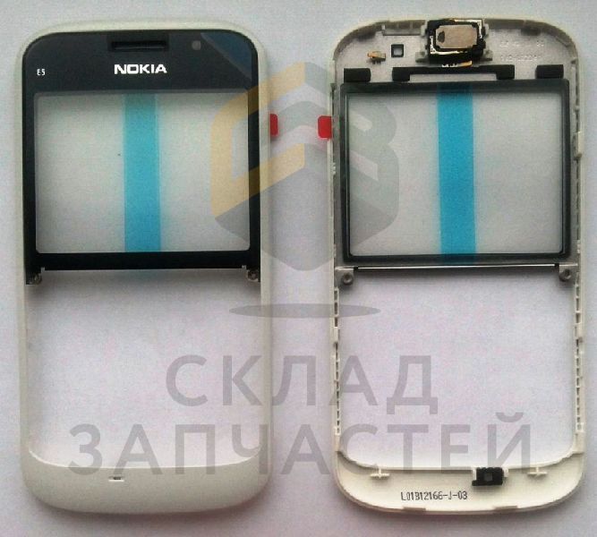 Передняя панель корпуса с защ. стеклом дисплея и динамиком разговорным (White) для Nokia E5-00