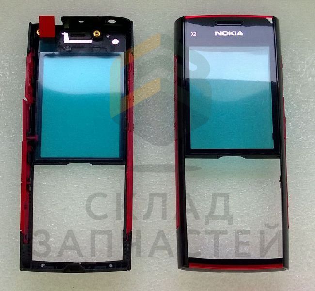 Передняя панель корпуса с защ. стеклом дисплея (Red) для Nokia X2-00