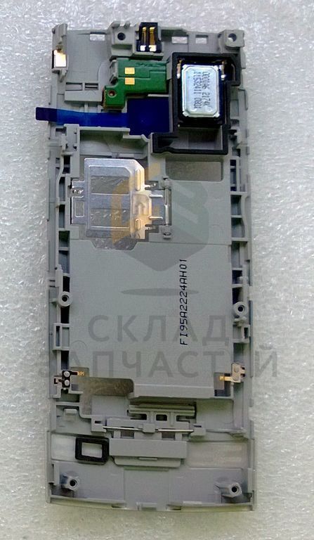 Средняя часть корпуса с разъемом ЗУ звонком (buzzer) вспышкой камеры и держателем Sim (Silver) для Nokia X2-00