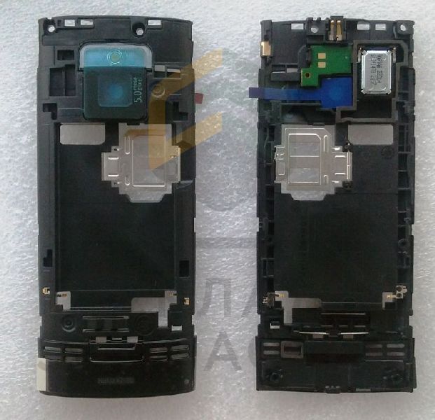 Средняя часть корпуса с разъемом ЗУ звонком (buzzer) вспышкой камеры и держателем Sim (Black) для Nokia X2-00