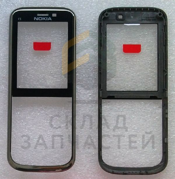 Передняя панель корпуса с защ. стеклом дисплея (Warm Grey) для Nokia C5-00