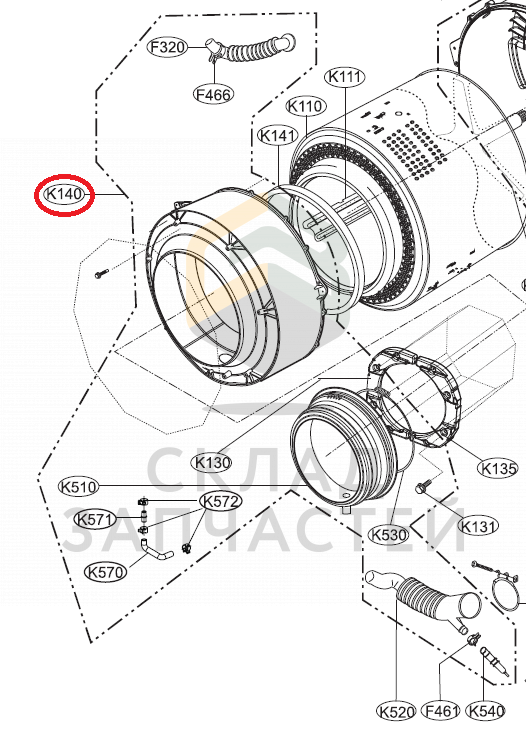 ACQ85733601 LG оригинал, полубак (передний) в сборе