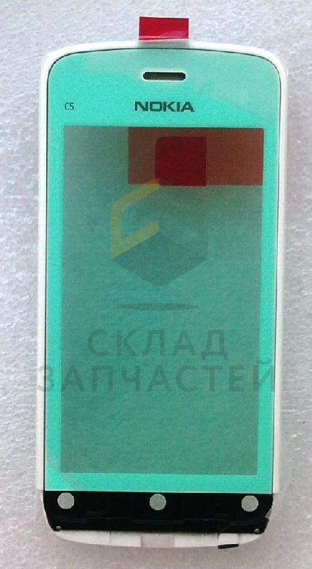 Сенсорное стекло (тачскрин) в раме со шлейфом (White) для Nokia C5-03