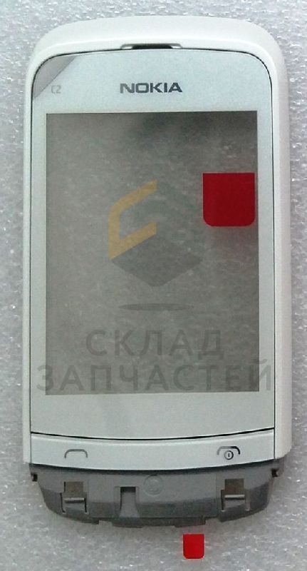 Сенсорное стекло (тачскрин) в раме со шлейфом динамиком и функц. клавиатурой (White), оригинал Nokia 0258191