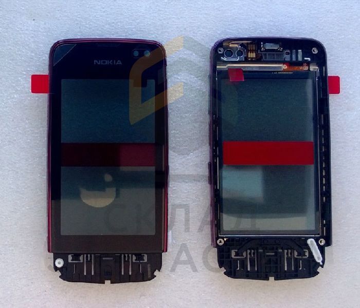 Передняя панель с сенсорным стеклом (тачскрином) (R.Red) для Nokia ASHA 311