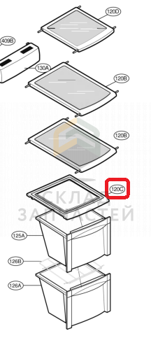 Полка пластиковая над ящиком для LG GW-P207FTQA