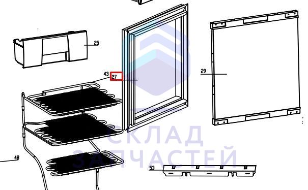 Уплотнитель двери морозильной камеры для Haier HRF225WBRU (TD0027569RU)