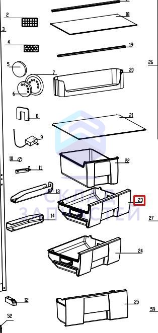 Ящик морозильной камеры, верхний для Haier HRF225WBRU (TD0027569RU)