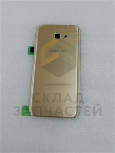 Задняя крышка АКБ в сборе с защитным стеклом камеры (Gold) для Samsung SM-A720F/DS