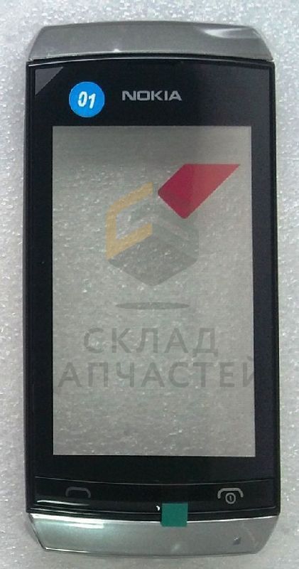 Сенсорное стекло (тачскрин) в раме со шлейфом клавиатурой (White) для Nokia ASHA 305
