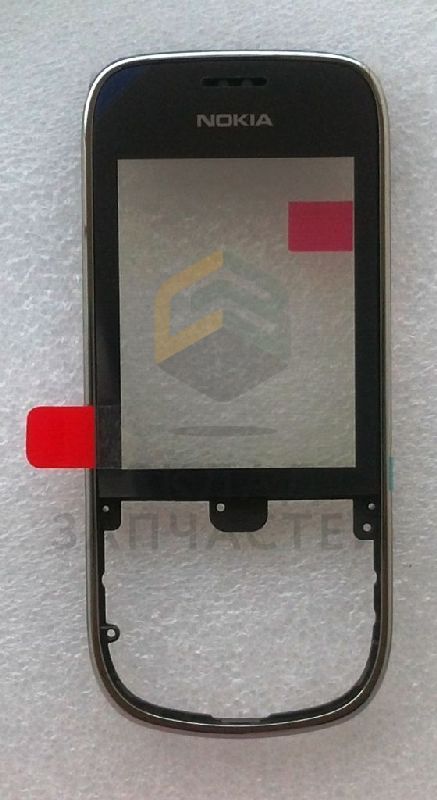 Передняя панель корпуса с защ. стеклом дисплея (Silver Chrome) для Nokia ASHA 202