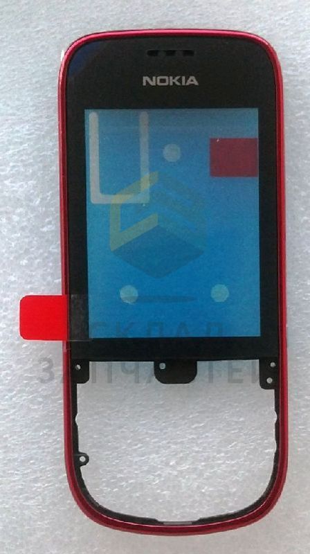 Передняя панель корпуса с защ. стеклом дисплея (Dark Red) для Nokia ASHA 203