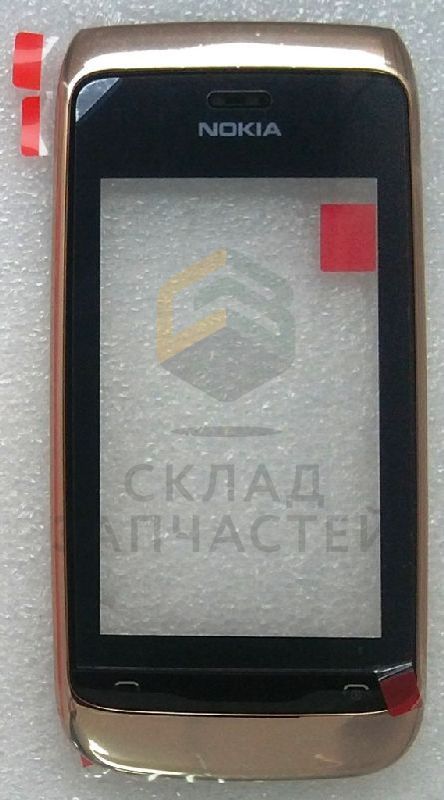 Сенсорное стекло (тачскрин) в сборе с передней панелью и разговорным динамиком (Glight) для Nokia ASHA 308