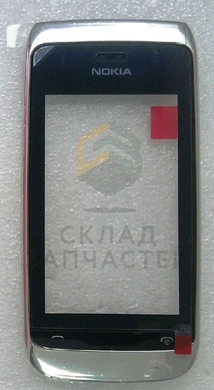 Сенсорное стекло (тачскрин) в сборе с передней панелью и разговорным динамиком (White) для Nokia ASHA 310