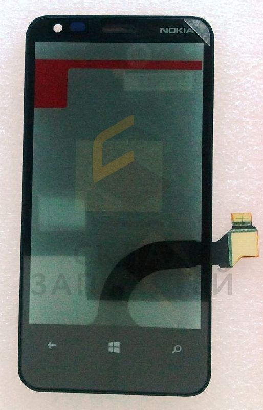 Сенсорное стекло (тачскрин) в сборе с передней панелью (Black) для Nokia LUMIA 620
