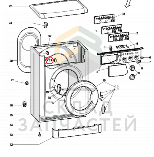 Заглушка отверстия корпуса для проверки аппаратуры для Indesit IWUE 4105 (CIS)