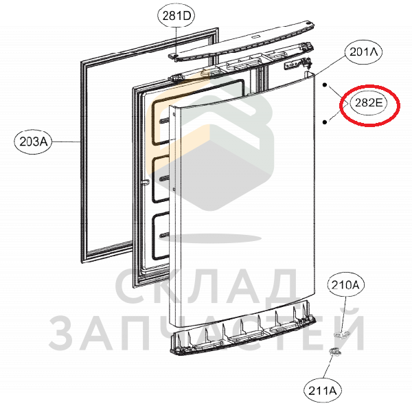 Декоративная заглушка в верхней части двери морозильной камеры для LG GA-B489ESKZ.ASVQCIS