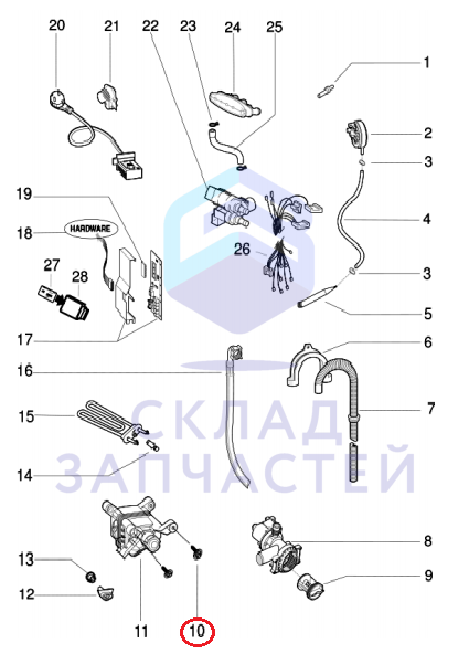 ВИНТ M8X35 TC-T30 для Indesit WITL 1067 (RU)