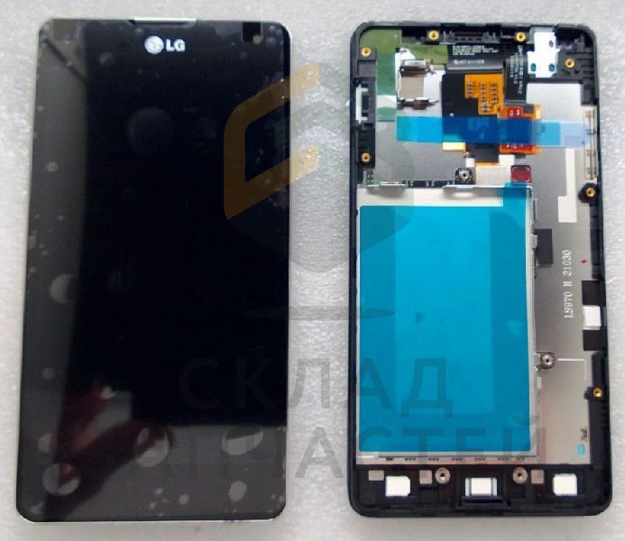 Передняя панель в сборе с дисплеем (lcd) и сенсорным стеклом (тачскрином) (Black) для LG E975 Optimus G