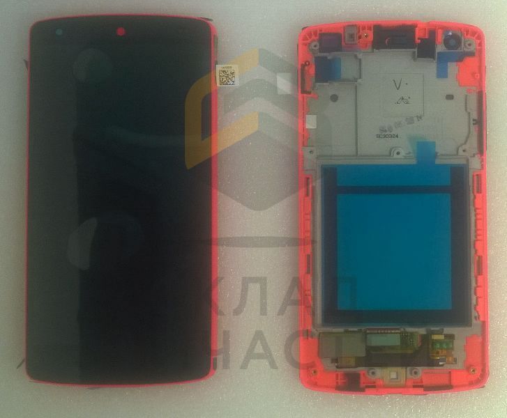 Дисплей в сборе с сенсорным стеклом (тачскрином) и передней панелью (цвет: White) для LG D821 Nexus 5