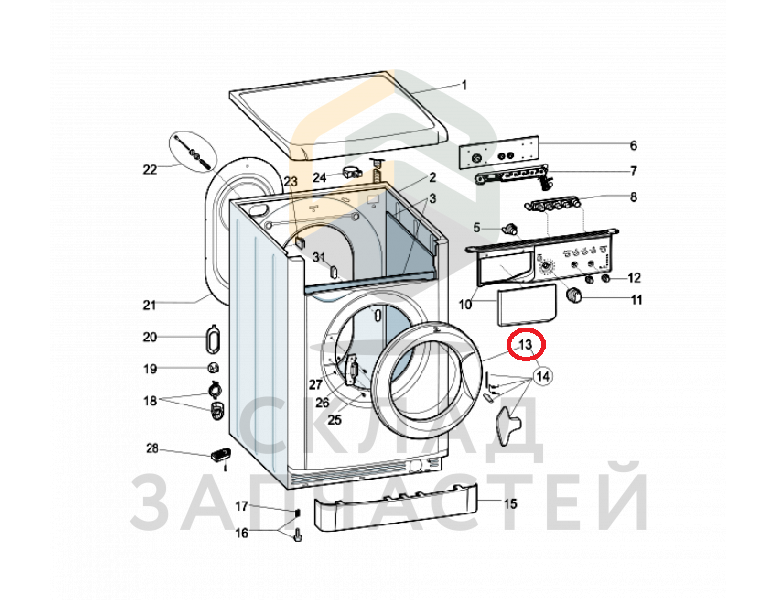 Дверка люка для стиральной машины для Indesit IWC 6125 (DE)
