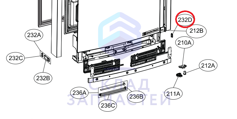 Заглушка, Закрывающая Отверстие В Двери для LG GA-B489TGKZ.AMRQSNG