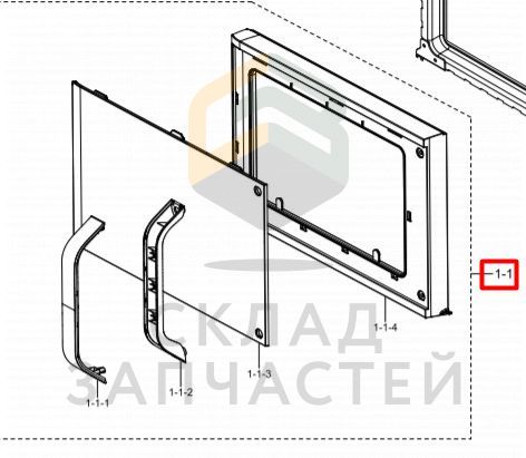 Дверь СВЧ, фронтальная часть для Samsung MS23K3515AK