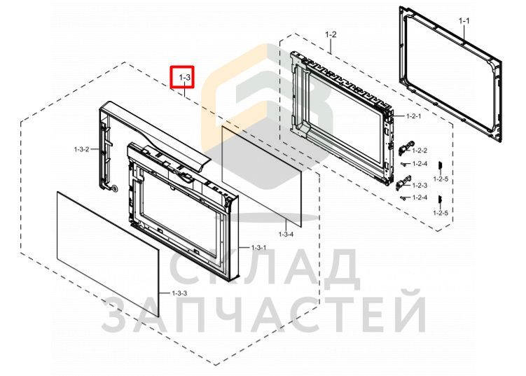 Дверь СВЧ, фронтальная часть для Samsung MC28M6055CK/BW