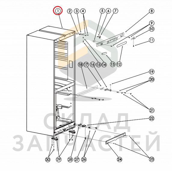 C00295131 Indesit оригинал, шкаф морозильника inox