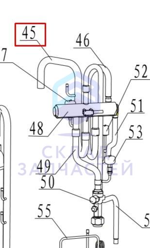 Соединительная труба 4-ходового клапана и газожидкостного сепаратора для Haier AV08NMSETA (AA8TA2E1F00)
