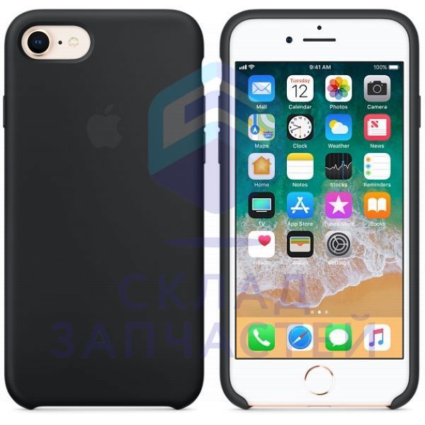Cиликоновый чехол накладка (цвет - Black), Копия высокого качества для Apple iPhone 8